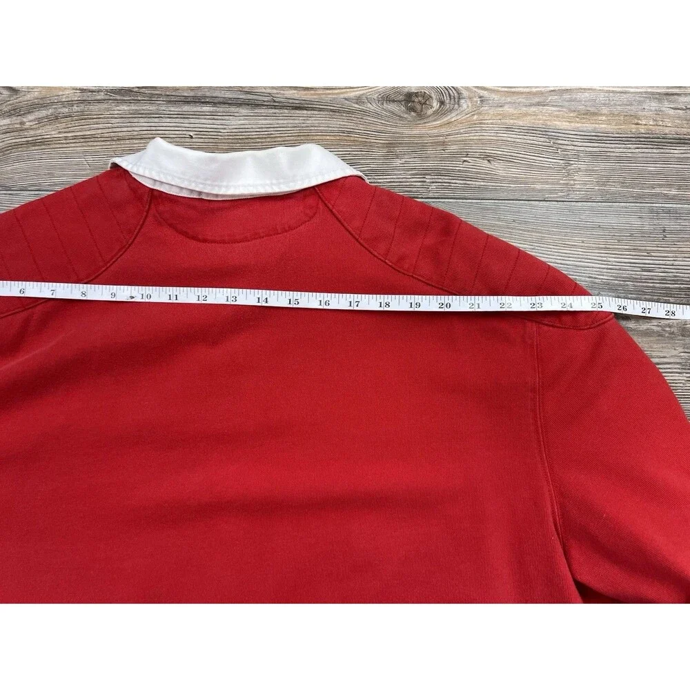 Y2K Polo by Ralph‎ Lauren Red Rugby Shirt Mens XL Old Money Big Pony Chest Logo